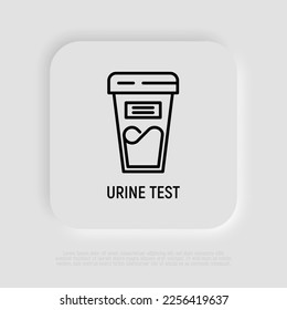 Icono de línea delgada de prueba de orina. Análisis médico. Ilustración vectorial moderna para el servicio de laboratorio.