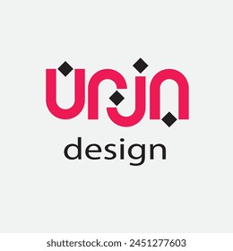 urjn logo design with the concept of smooth curved lines and several black dots