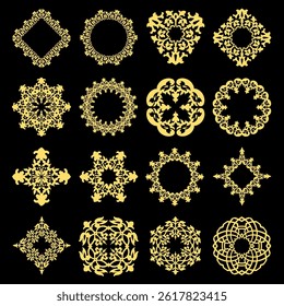 urkiye Traditional Ethnic Motif Gold Decoration Vector