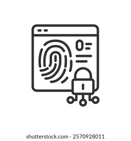 URL authorization, icon in line design. URL authorization, access control, secure URL, web authorization, on white background vector. URL authorization editable stroke icon