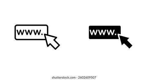 Url flat Icons in line outline and flat solid style on white background