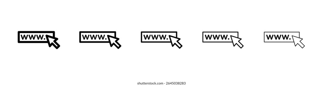 Ícone da URL preencheu o conceito de sinal plano para web design.