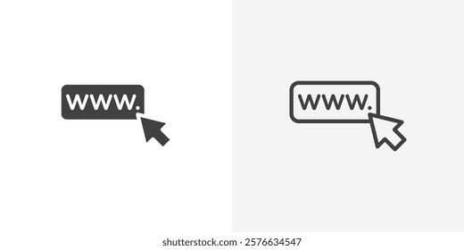 Url icon set in black flat solid and outlined style.