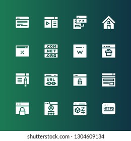 url icon set. Collection of 16 filled url icons included Https, Browser, Url, Domain, Address, Browsers