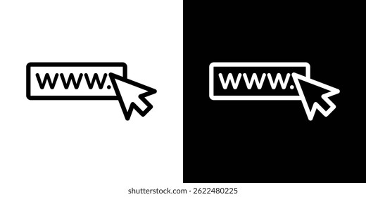 Ícone de URL forma gráfico simples clipart símbolo. linha fina contorno arte