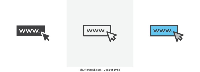 Icono de Url colección sobre fondo blanco.