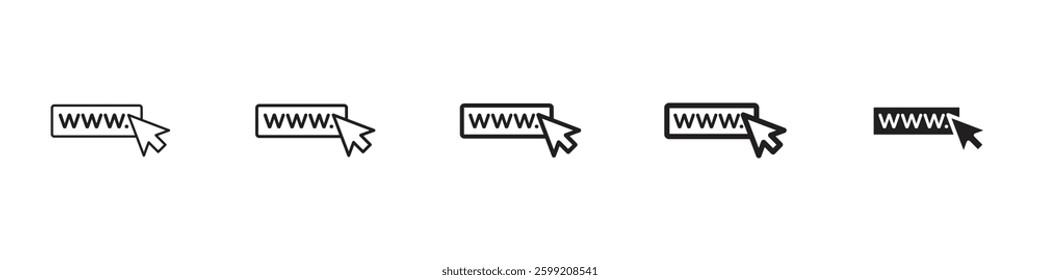 Url icons in black outline, solid and colored style
