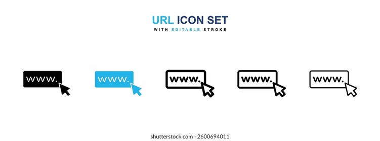 Url icons graphics set in black and blue colors