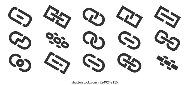 conjunto de iconos de vínculo URL. Colección de símbolos url de Internet. Ilustración aislada del vector.