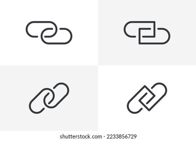 Url link icon set vector. Hyperlink chain website icon bundle vector isolated on white background