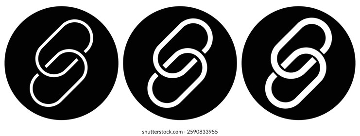 Url link icons set. Chain, link icons. Link Icon set, Black Share Button icon, URL symbol. Vector illustration isolated.