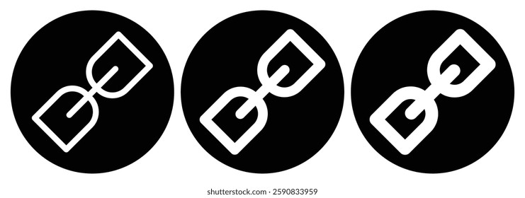 Url link icons set. Chain, link icons. Link Icon set, Black Share Button icon, URL symbol. Vector illustration isolated.