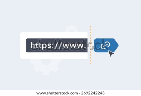 URL shortener tool converts long web links into branded custom URLs for seamless sharing in social media campaigns and analytics tracking. Url shortener isolated flat design vector illustration