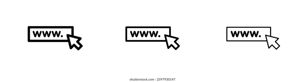 Url thin line vector icon set.