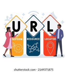 URL - Uniform Resource Locator acronym. business concept background. vector illustration concept with keywords and icons. lettering illustration with icons for web banner, flyer, landing pag