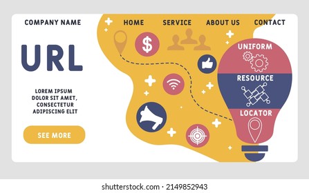 URL - Uniform Resource Locator acronym. business concept background. vector illustration concept with keywords and icons. lettering illustration with icons for web banner, flyer, landing pag