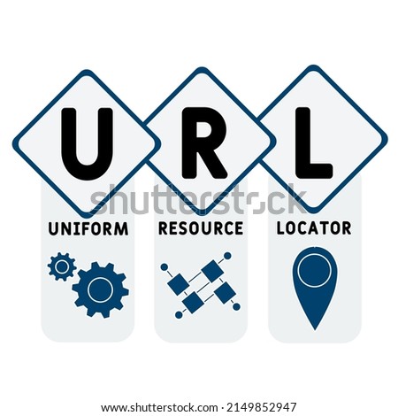 URL - Uniform Resource Locator acronym. business concept background. vector illustration concept with keywords and icons. lettering illustration with icons for web banner, flyer, landing pag