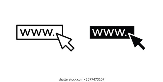 Url vector icon set black filled and outlined style.