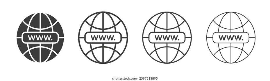 Url vector icon set in black and white color.