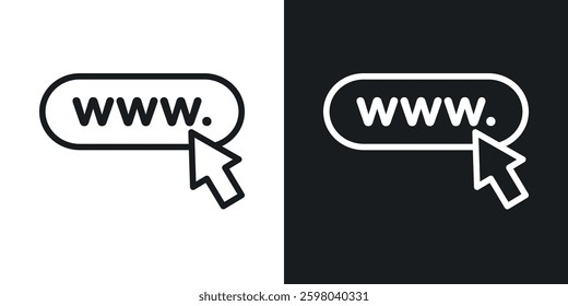 Url vector icon set in black and white color.