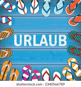 Urlaub Colored Flip-Flops Wooden Background 