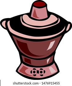 urn with ashes. brown memorial / funereal urn.