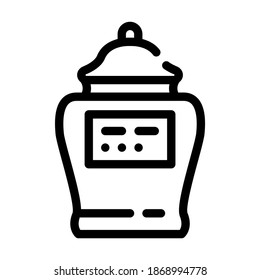 urn with ashes of deceased line icon vector. urn with ashes of deceased sign. isolated contour symbol black illustration