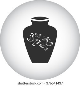 Urn for ashes simple icon on colorful round background