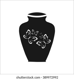 Urn for ashes simple icon on white  background