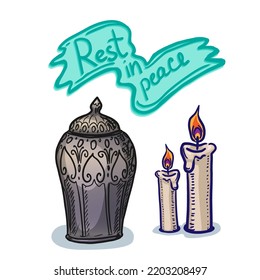 urn with ashes vector illustration set isolated on white