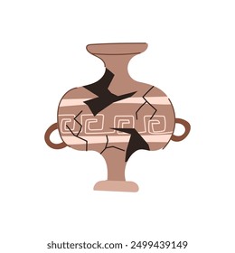 urn broken antique pot cartoon. jug archeology, clay roman, greece earthenware urn broken antique pot sign. isolated symbol vector illustration