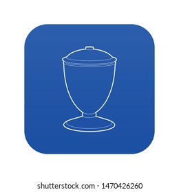 Urn icon blue vector isolated on white background