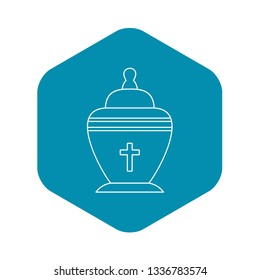 Urn icon. Outline illustration of urn vector icon for web