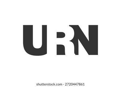 URN Logo Design. Anfangsbuchstabe U R N fett Schriftart für Tech-Startups, Beratung, Corporate Branding. Name des kreativen Unternehmens, Schlagzeilen, Typografie, trendige Logoart. Vektorgrafik.