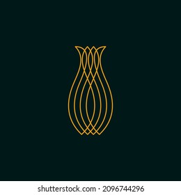 Urn luxury line art vector icon logo design