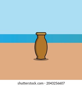 an urn on  the beach 