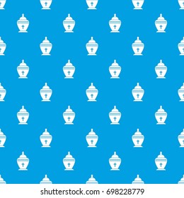 Urn pattern repeat seamless in blue color for any design. Vector geometric illustration