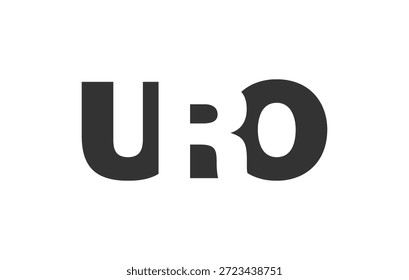 URO Logo Design. Ursprünglicher Buchstabe U R O fett Schriftstil für Tech-Startups, Beratung, Corporate Branding. Name des kreativen Unternehmens, Schlagzeilen, Typografie, trendige Logoart. Vektorgrafik.