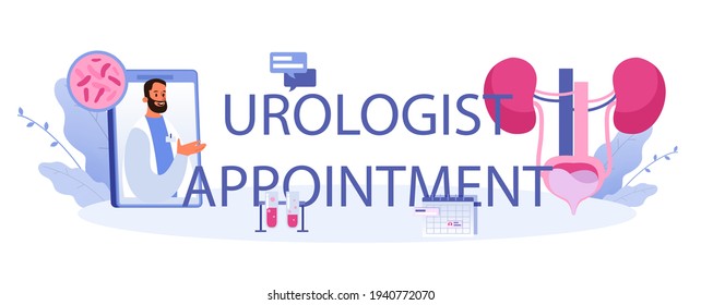 Urologist appointment typographic header. Idea of kidney and bladder