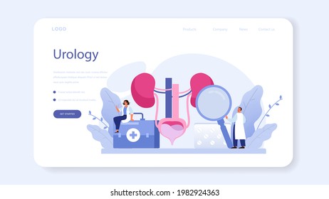 Urologist Web Banner Or Landing Page. Idea Of Kidney And Bladder Examination And Treatment. Urology, Internal Human Organ. Vector Flat Illustration