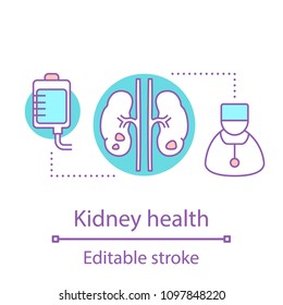 Urology concept icon. Urinary system idea thin line illustration. Kidneys health. Vector isolated outline drawing. Editable stroke