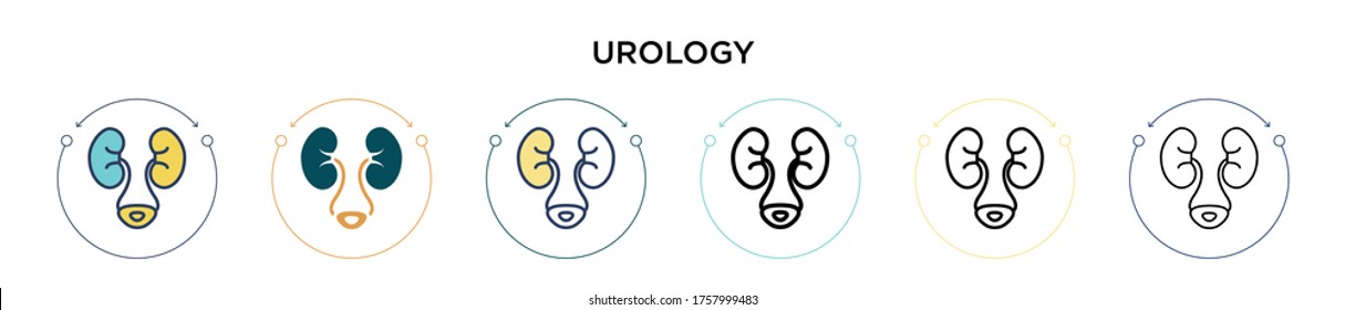 Urology icon in filled, thin line, outline and stroke style. Vector illustration of two colored and black urology vector icons designs can be used for mobile, ui, web