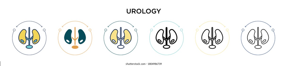 Urology icon in filled, thin line, outline and stroke style. Vector illustration of two colored and black urology vector icons designs can be used for mobile, ui, web