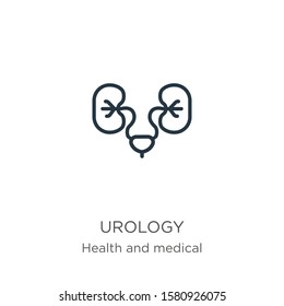 Urology icon. Thin linear urology outline icon isolated on white background from health and medical collection. Line vector sign, symbol for web and mobile