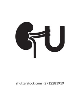Urology icon vector in black flat shape design isolated on white background, Vector icon