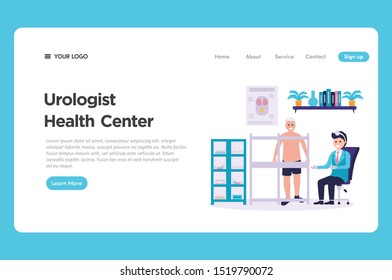 urology medical checkup illustration for website landing page Premium Vector