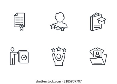 urriculum Vitae Icons set . Urriculum Vitae Pack-Vektorelemente für Infografik-Web