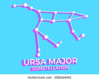 Ursa Major constellation 3d symbol. Constellation icon in isometric style on blue background. Cluster of stars and galaxies. Vector illustration