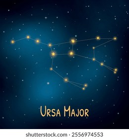 Ursa major constellation: night sky illustration with bright stars.