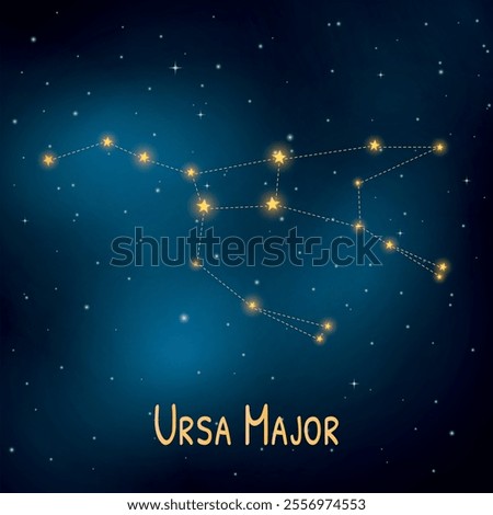Ursa major constellation: night sky illustration with bright stars.